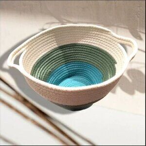Unique Boho Tricolor Macrame Basket Hand Crafted in Canada Bohemian Home Decor